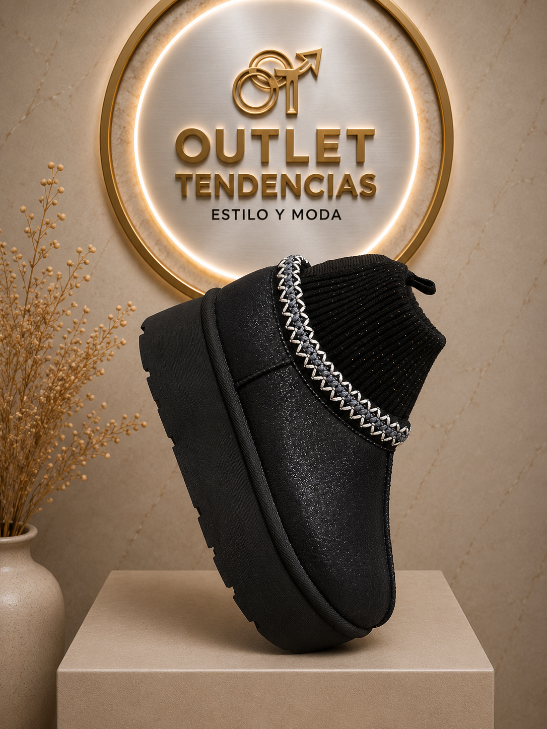 Pantubota Calcetín Negra