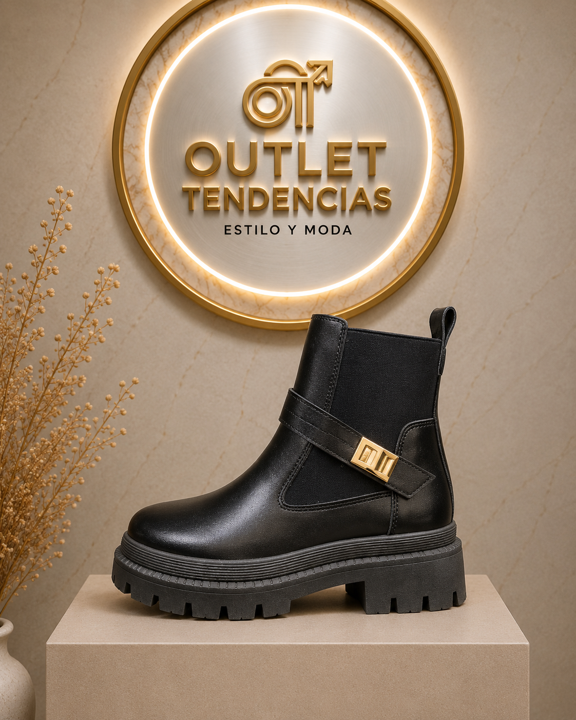 Botín eco cuero Negro