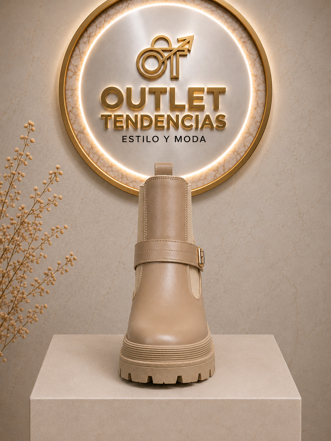Botín eco cuero Beige