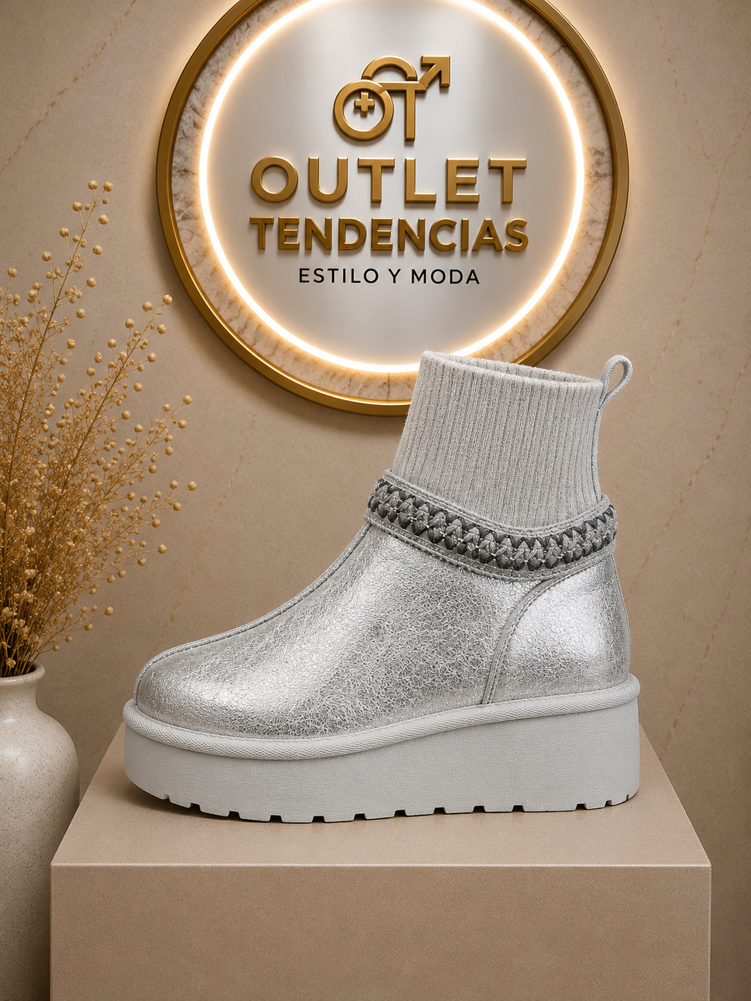 Pantubota Calcetín Plateada
